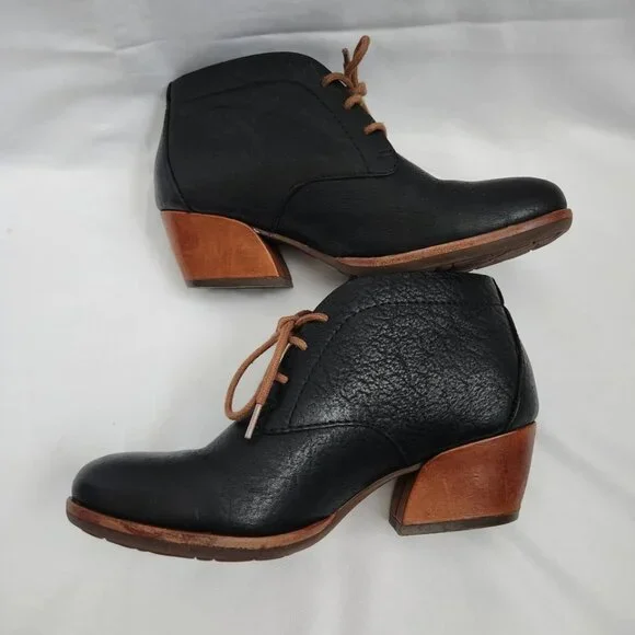 Kork Ease Helen Leather Ankle Boots Women's 6 Black Brown Lace Up Heritage Derby - Picture 8 of 14
